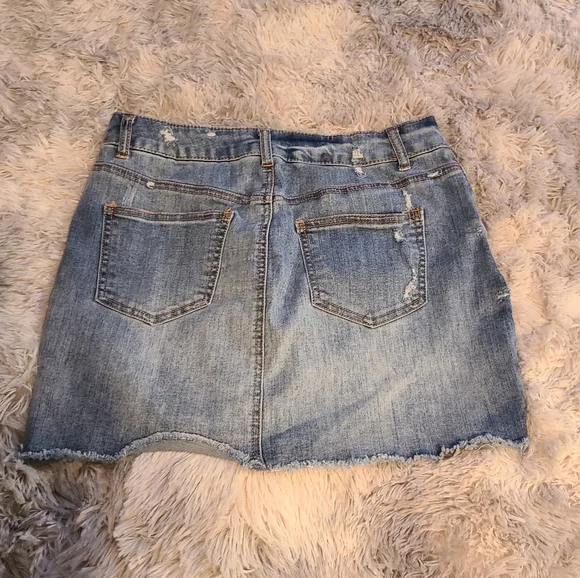 Ci Sono Blue Distressed Mini Skirt - Picture 7 of 10